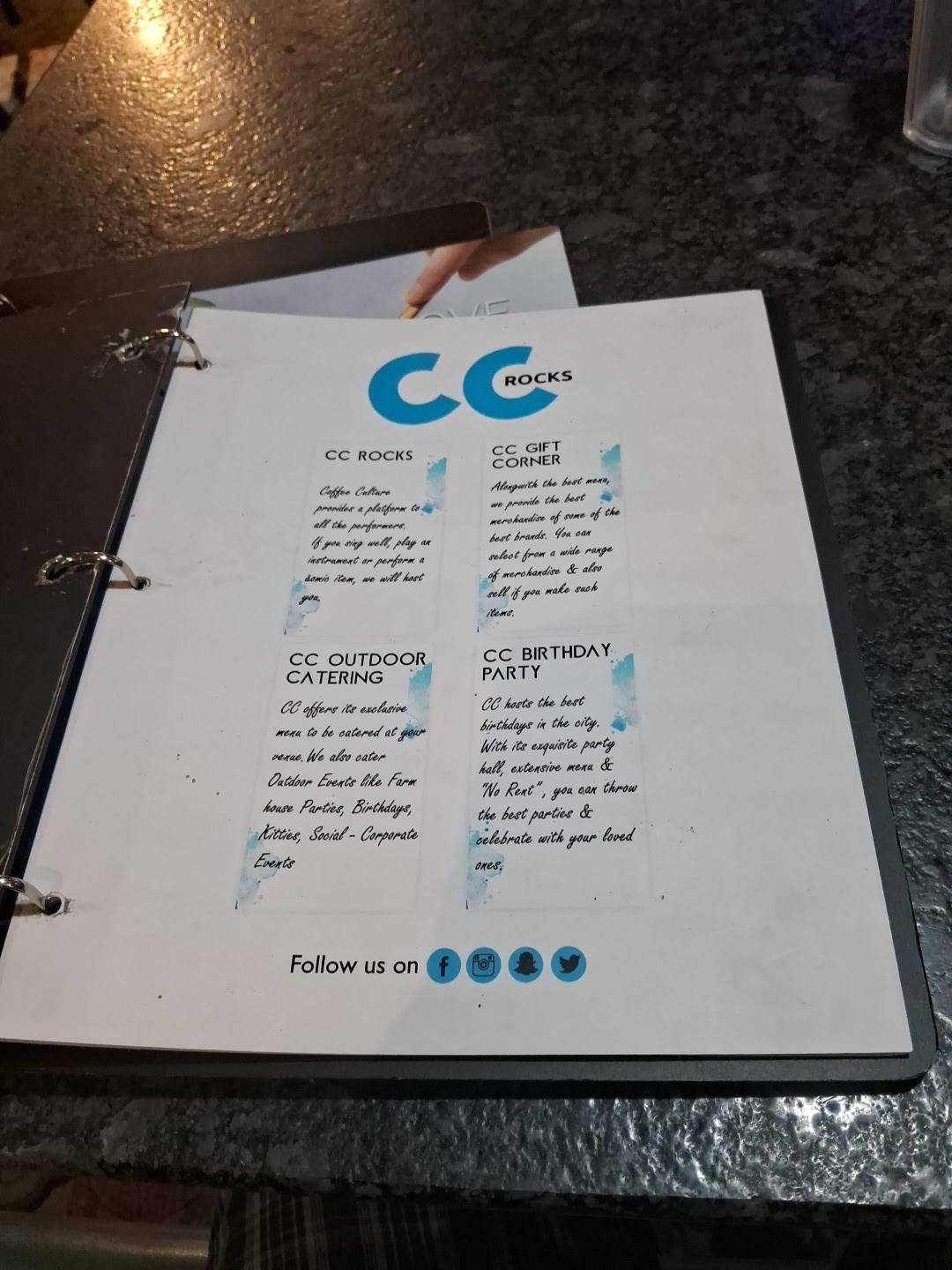 Coffee Culture menu