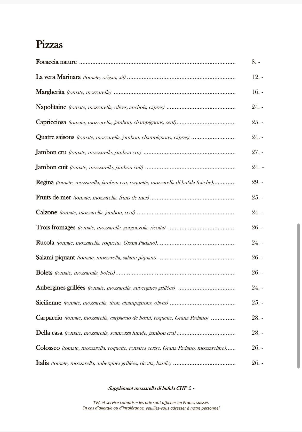 Menu di Colosseo 