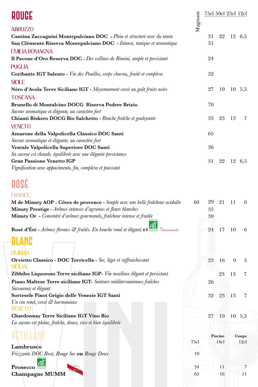 Menu de Restaurant Compiegne - Soprano