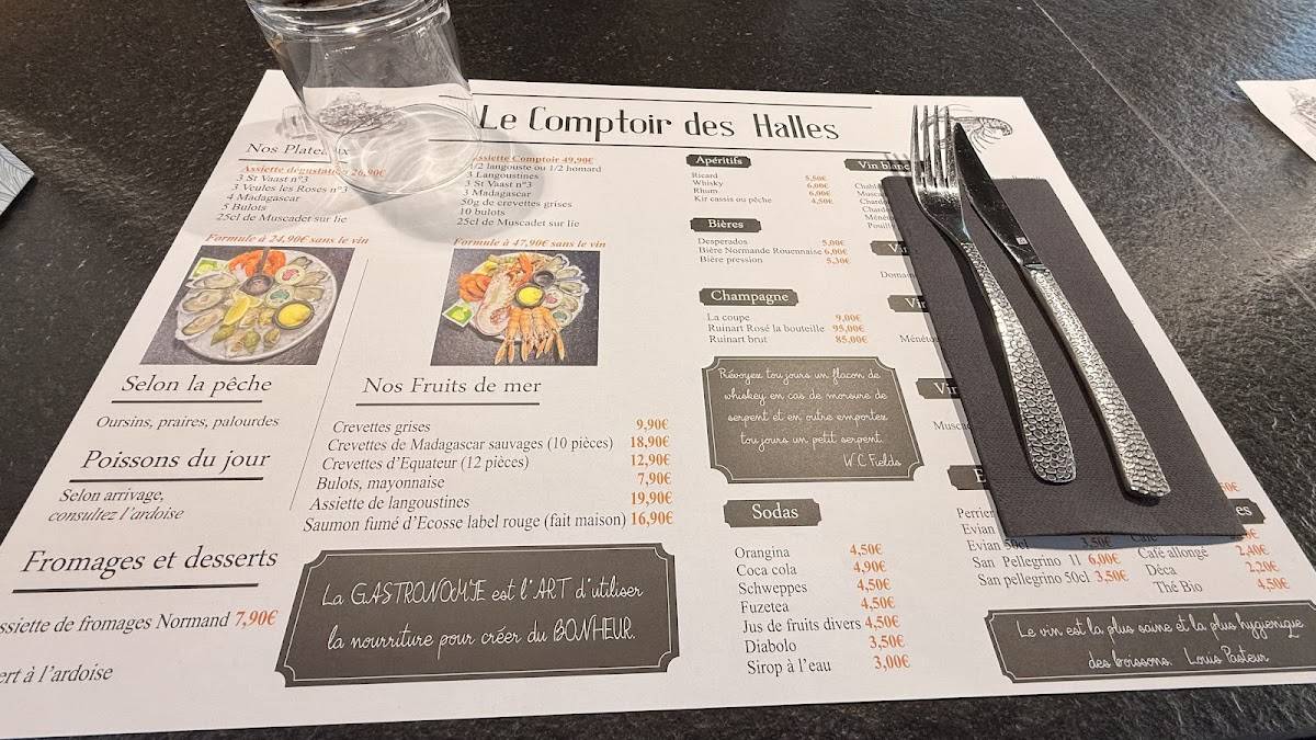 Menu de Comptoir des Halles