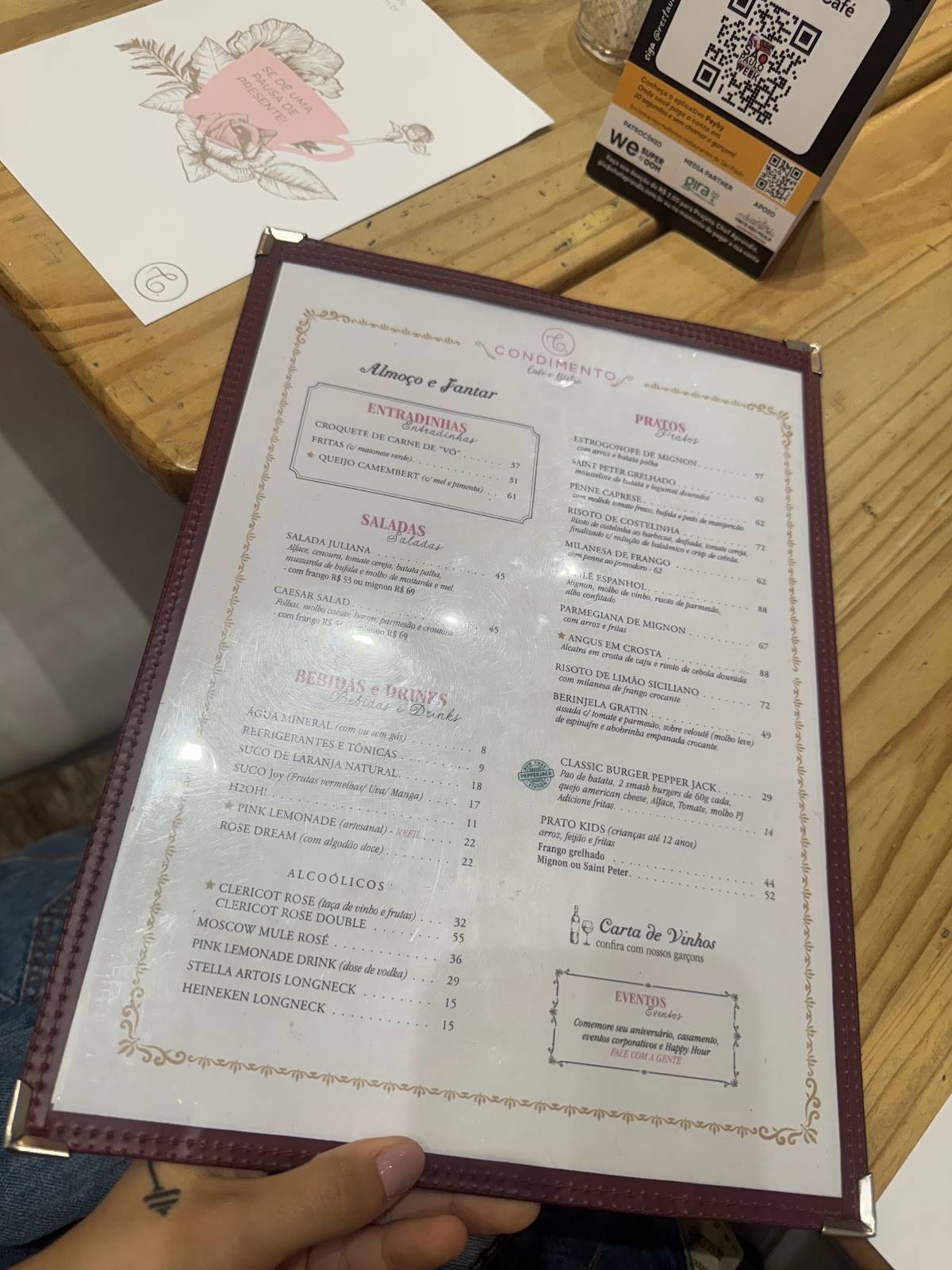 Condimento Café cardápio