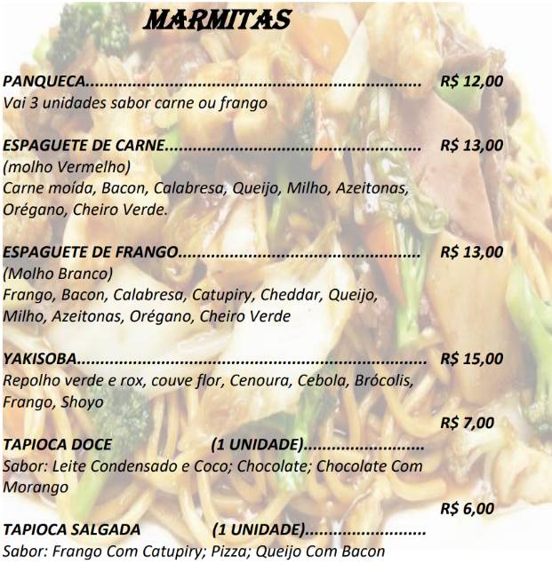 Contenda Delivery cardápio