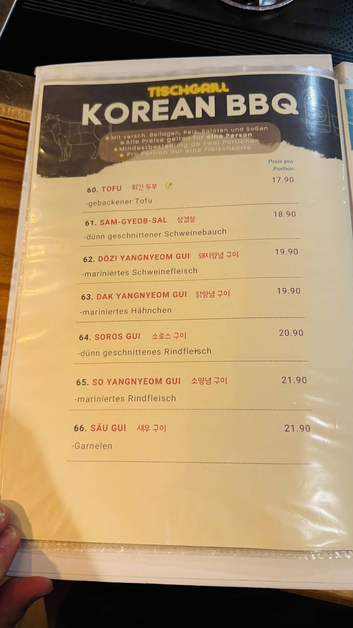 Menu de Coreana