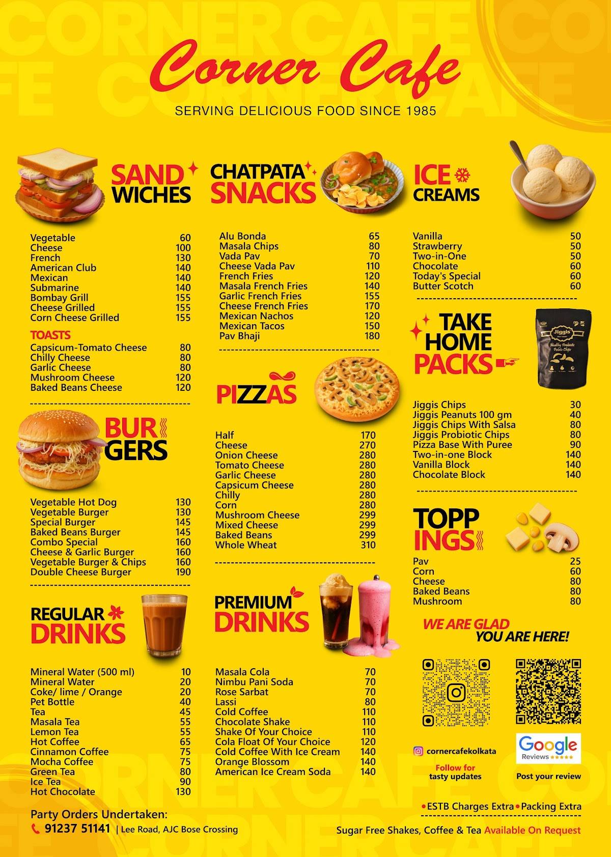 Corner cafe menu