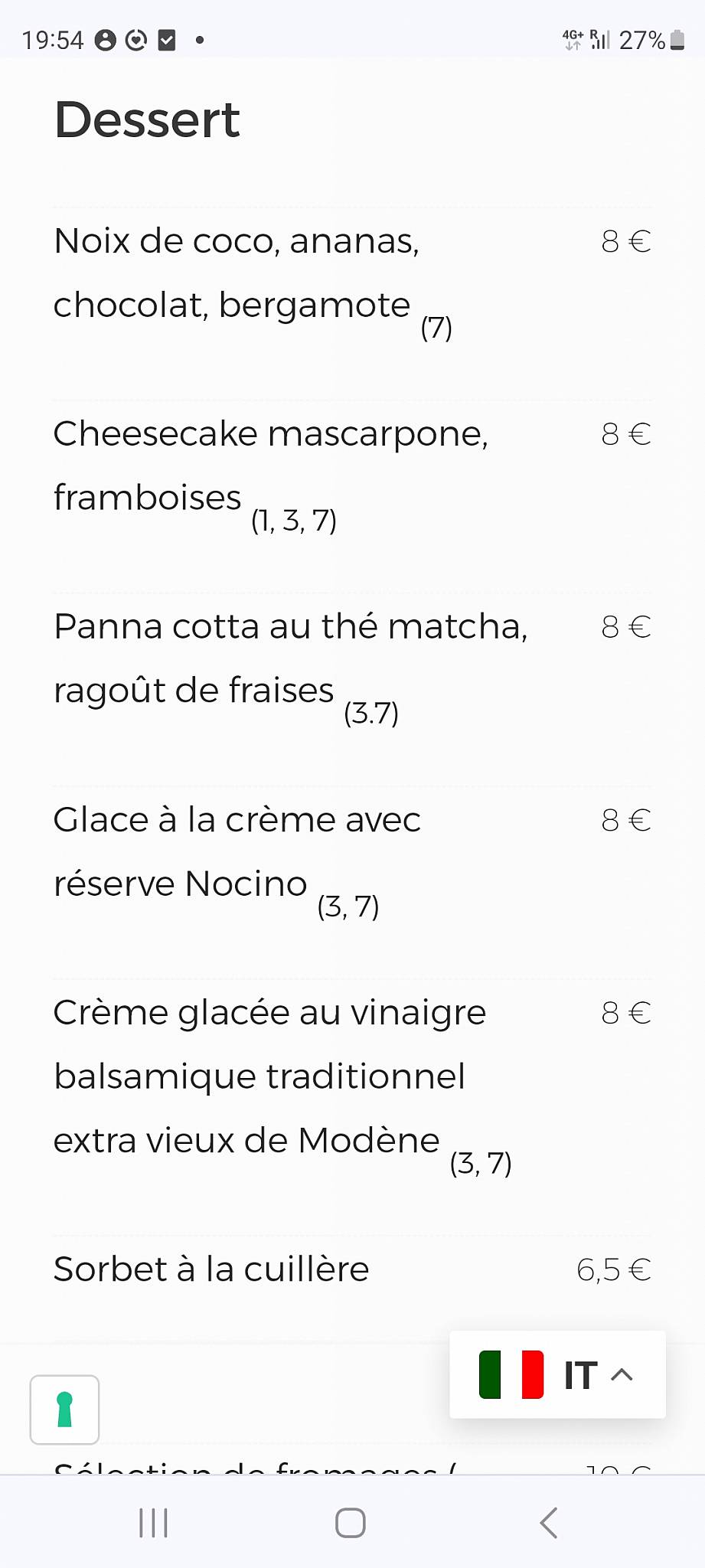 Menu di Corte Cabiria Ristorante 