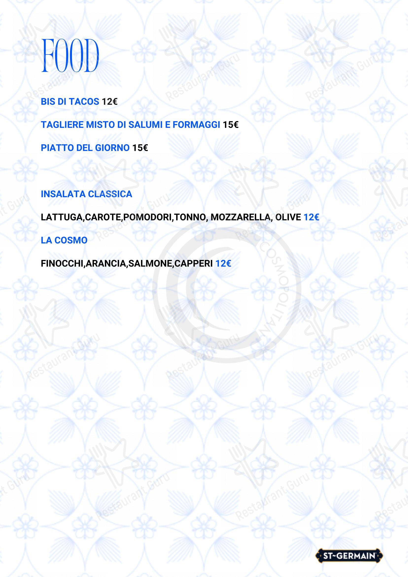 Menu per Cosmopolitan in Lido di Camaiore