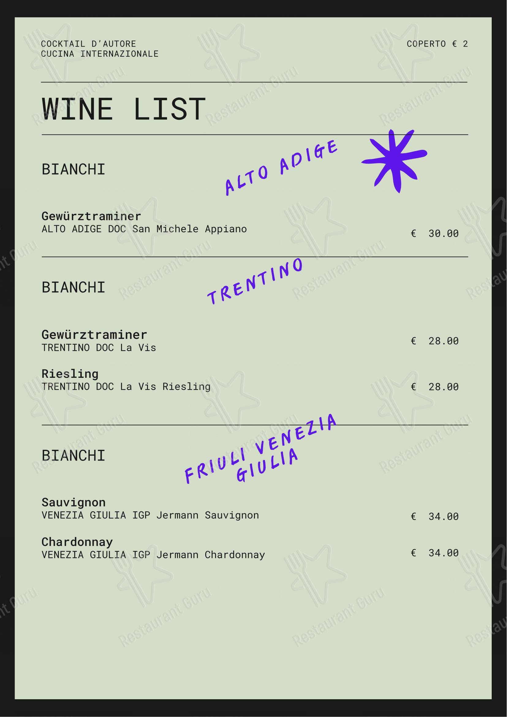 Menu di Couch Club - Menu