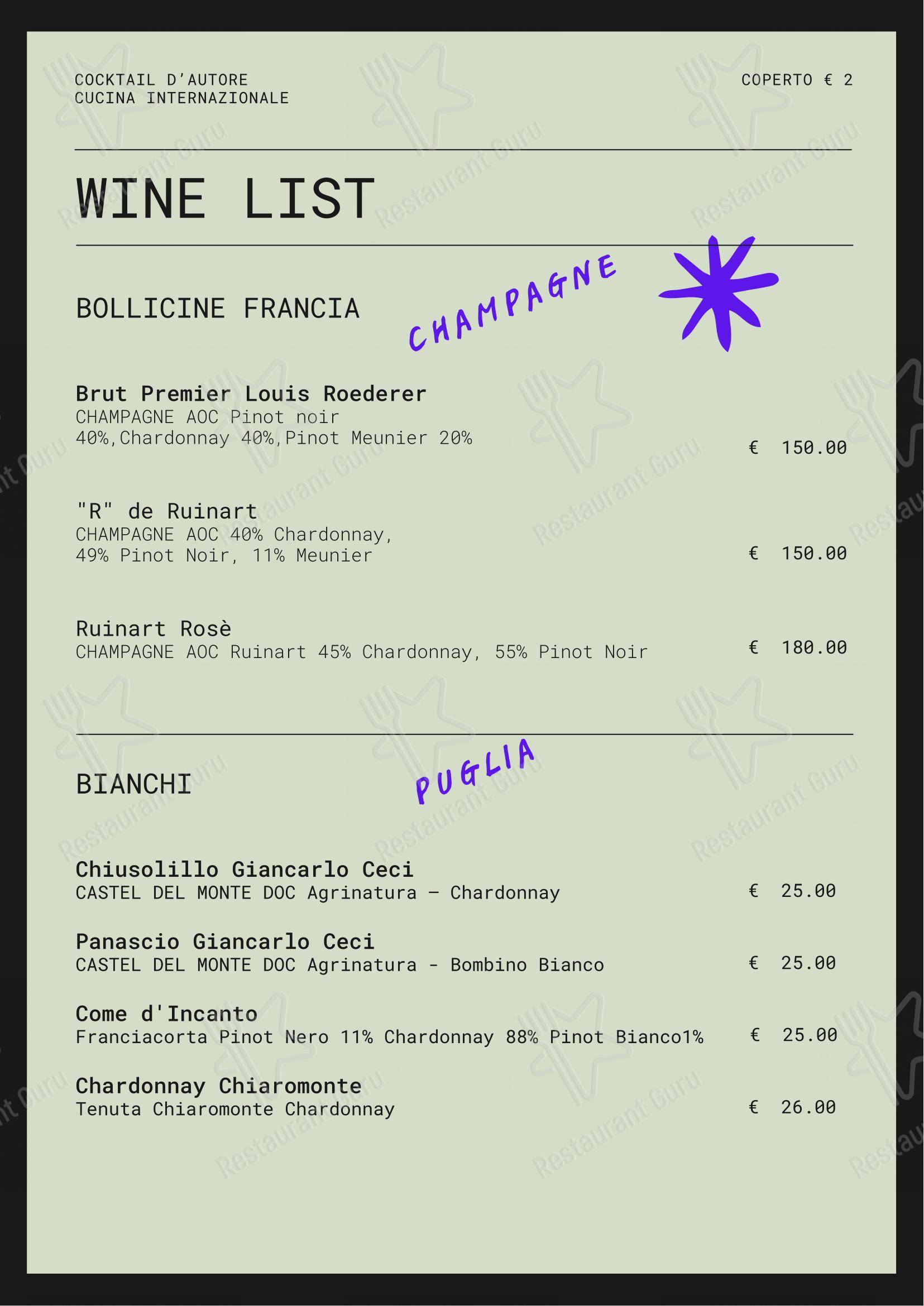 Menu di Couch Club - Menu