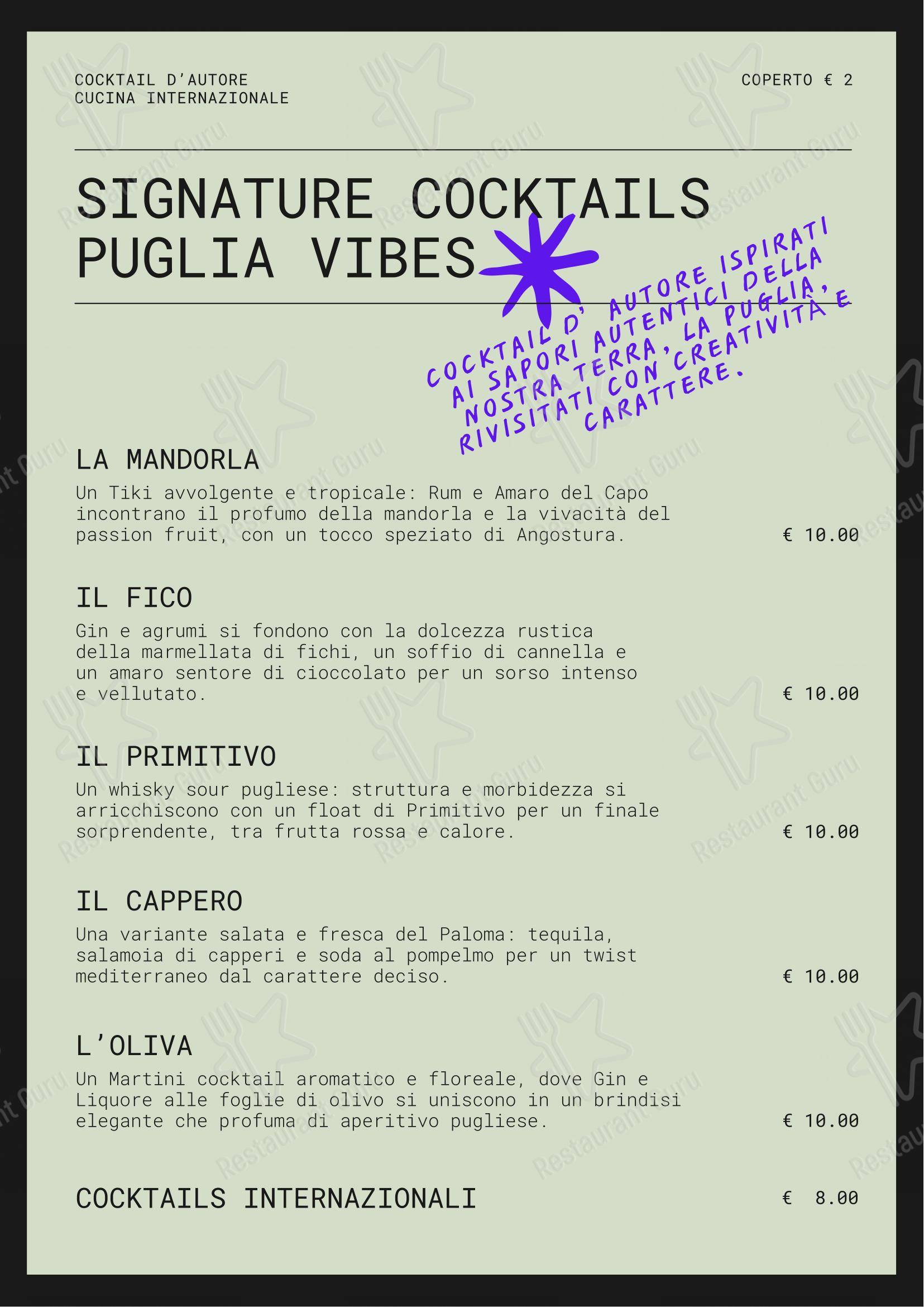 Couch Club in Bari - Menu
