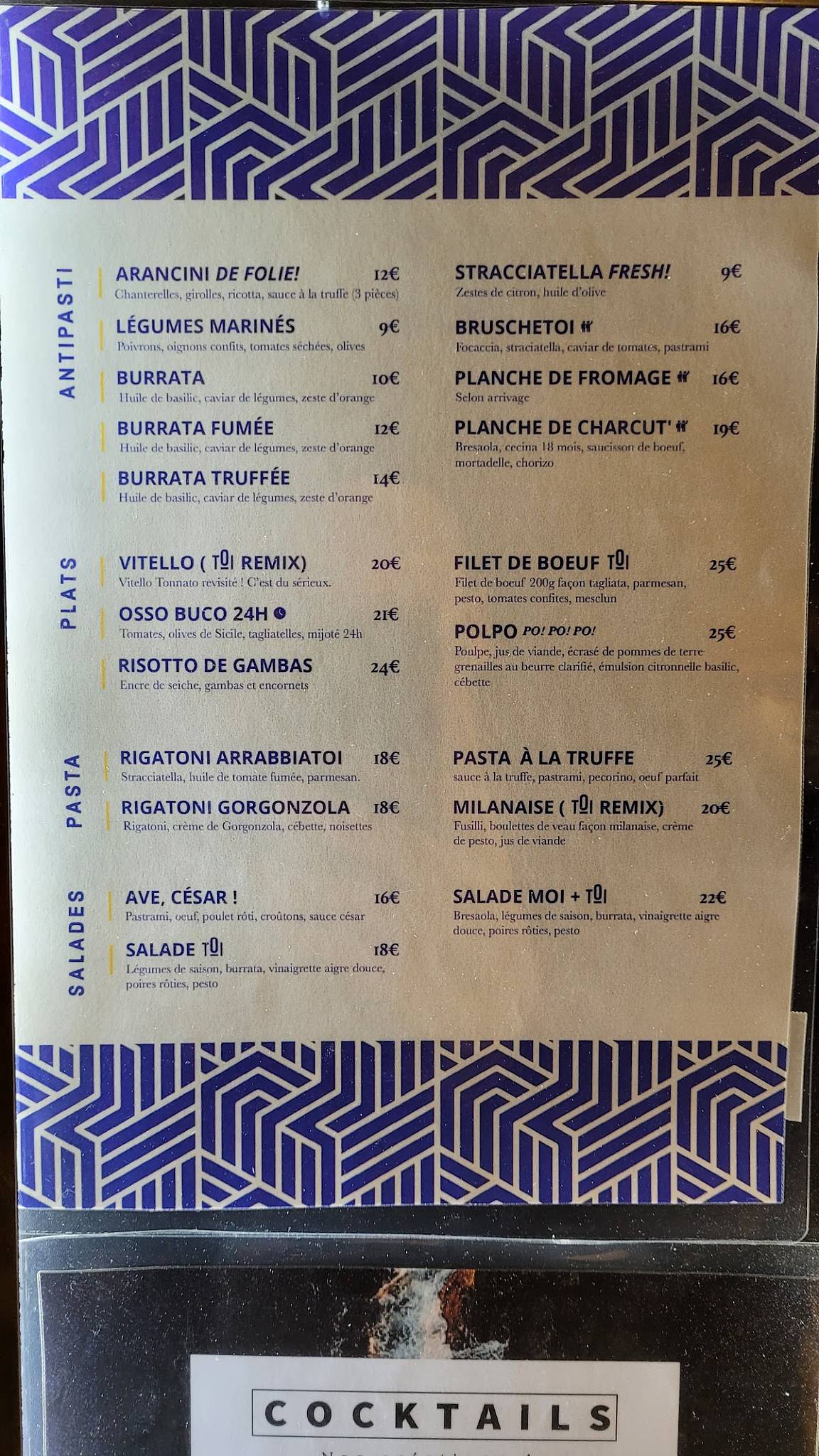 Menu de TOI