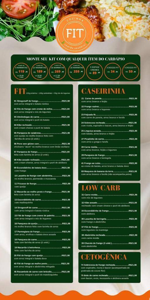 Cozinha Fit cardápio