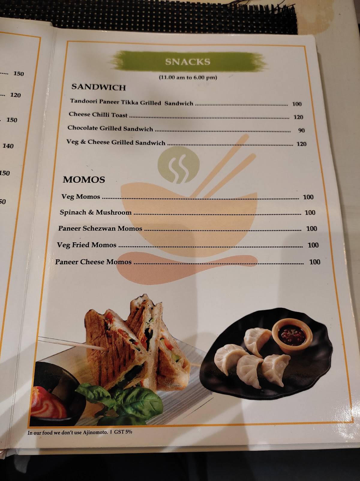 The Iraj crazy Sizzlers menu
