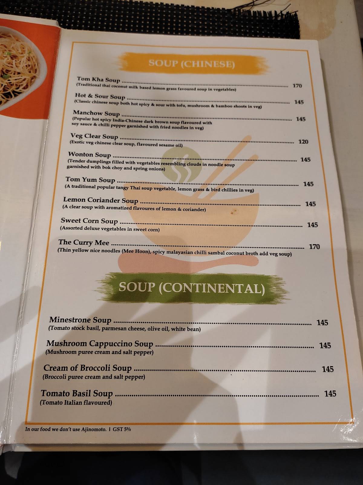 The Iraj crazy Sizzlers menu