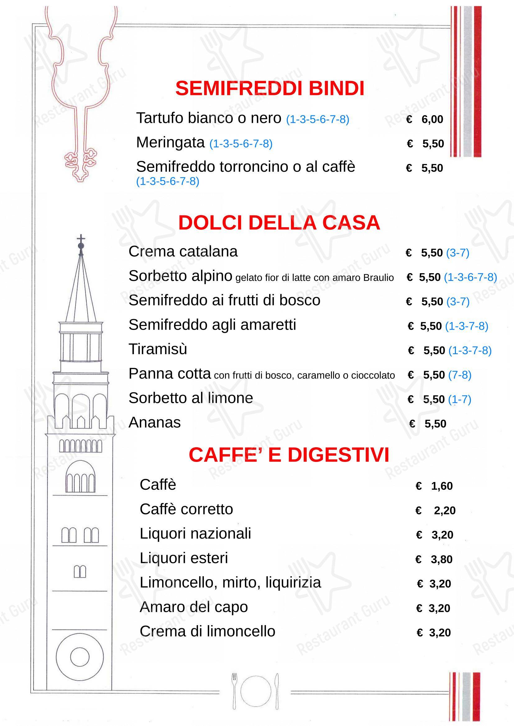 Menu per Cremonese ristorante