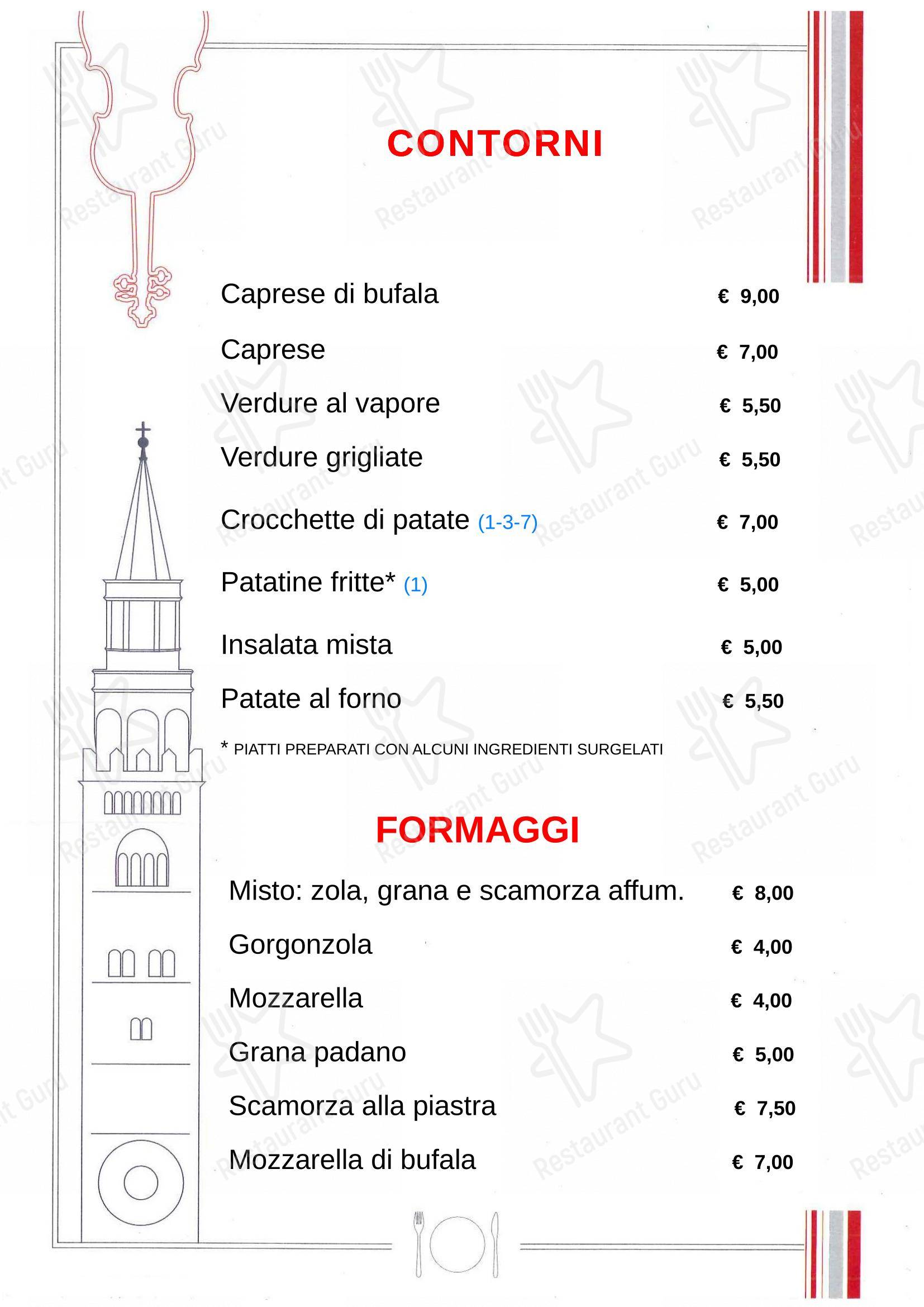 Menu per Cremonese ristorante