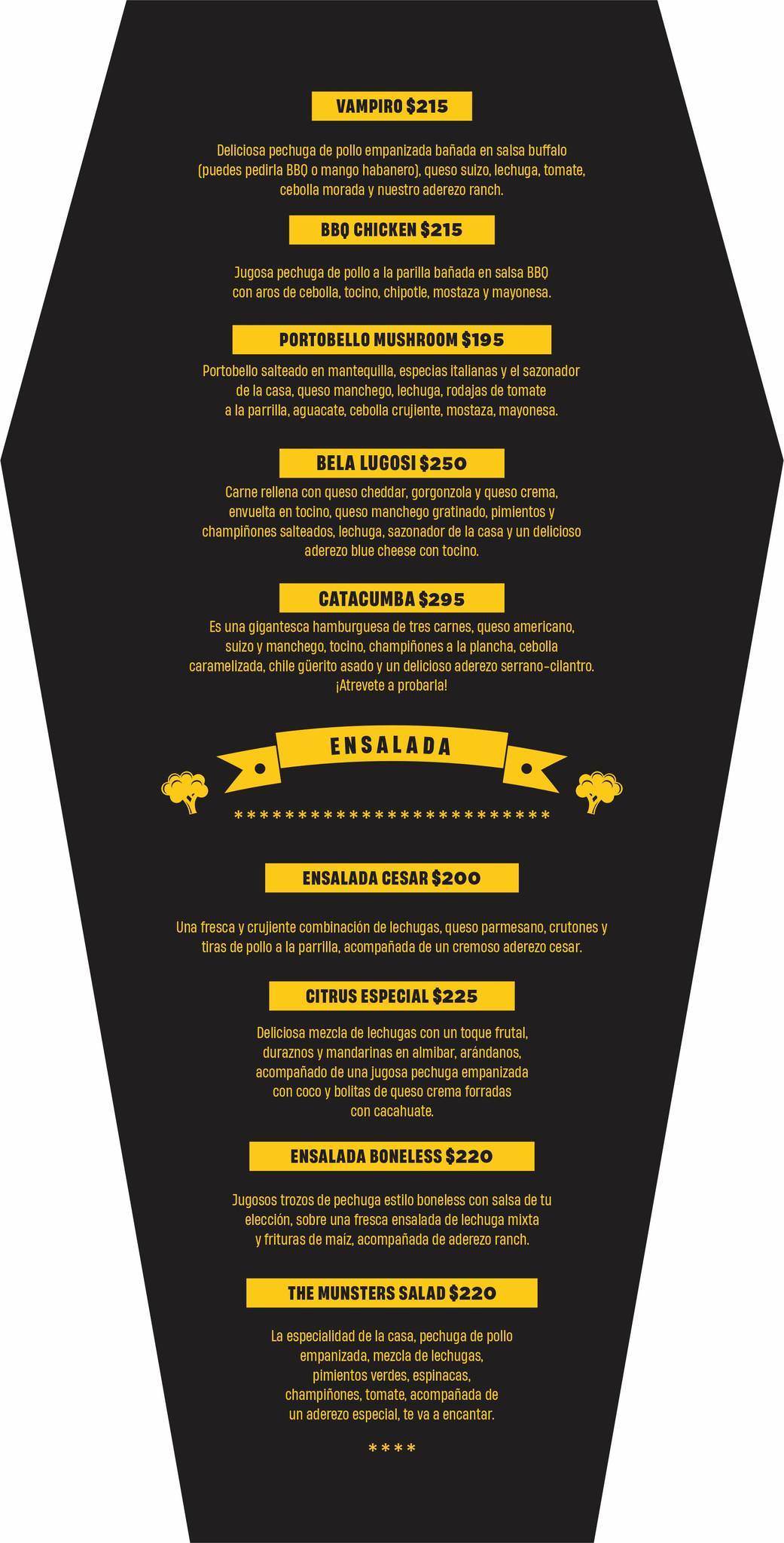 Carta del restaurante Cripta Burger, Mexicali, Calz. Justo Sierra s/n