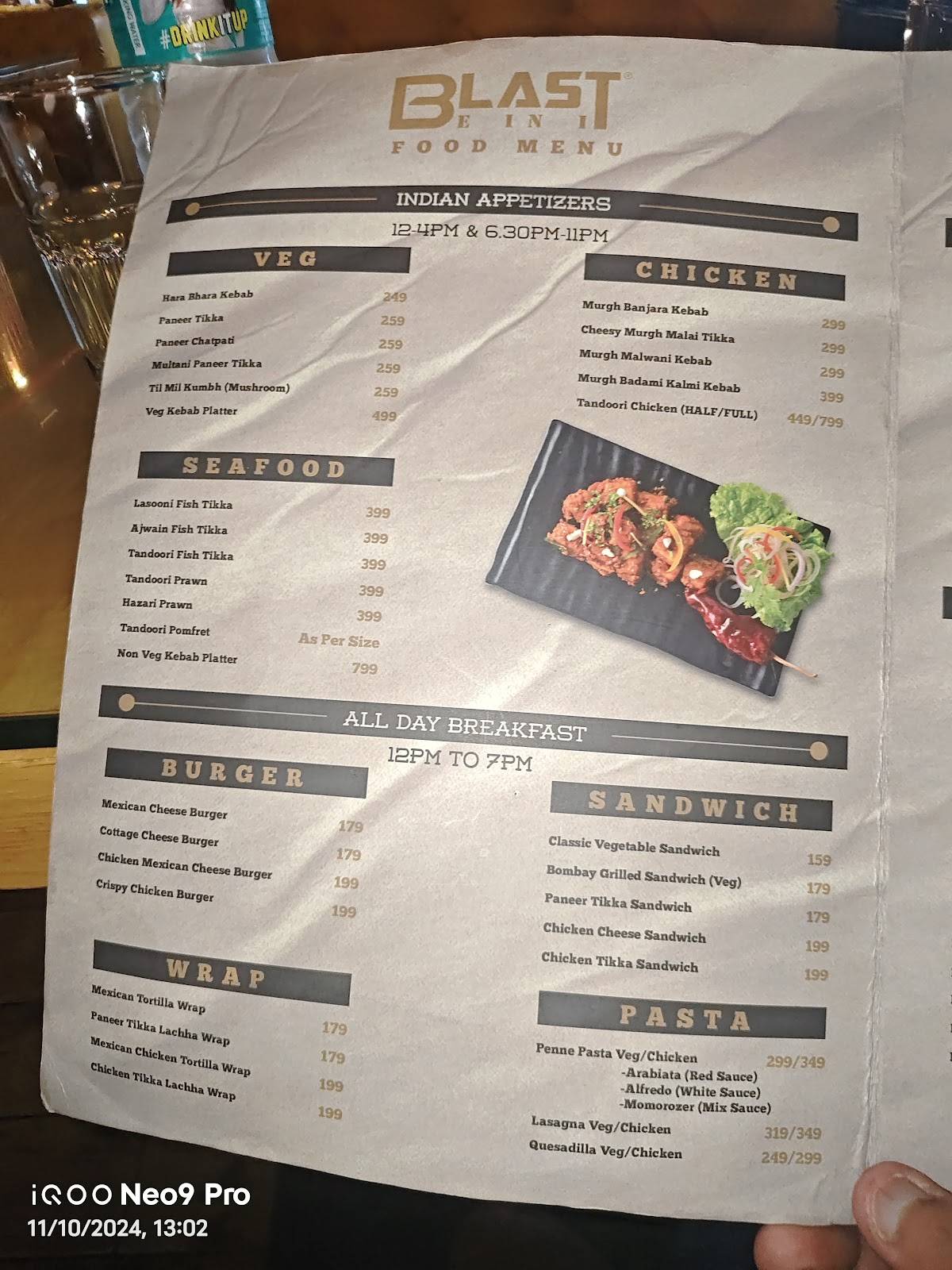 BLAST (CAFE - RESTAURANT - CATERING) menu