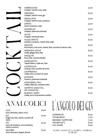 Menu di DA•MA MILANO 