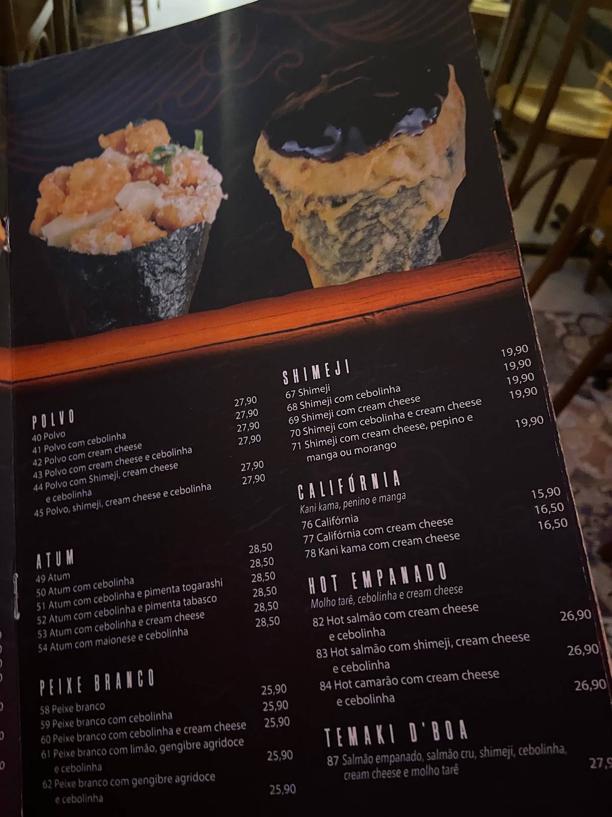 D'Boa Sushi cardápio