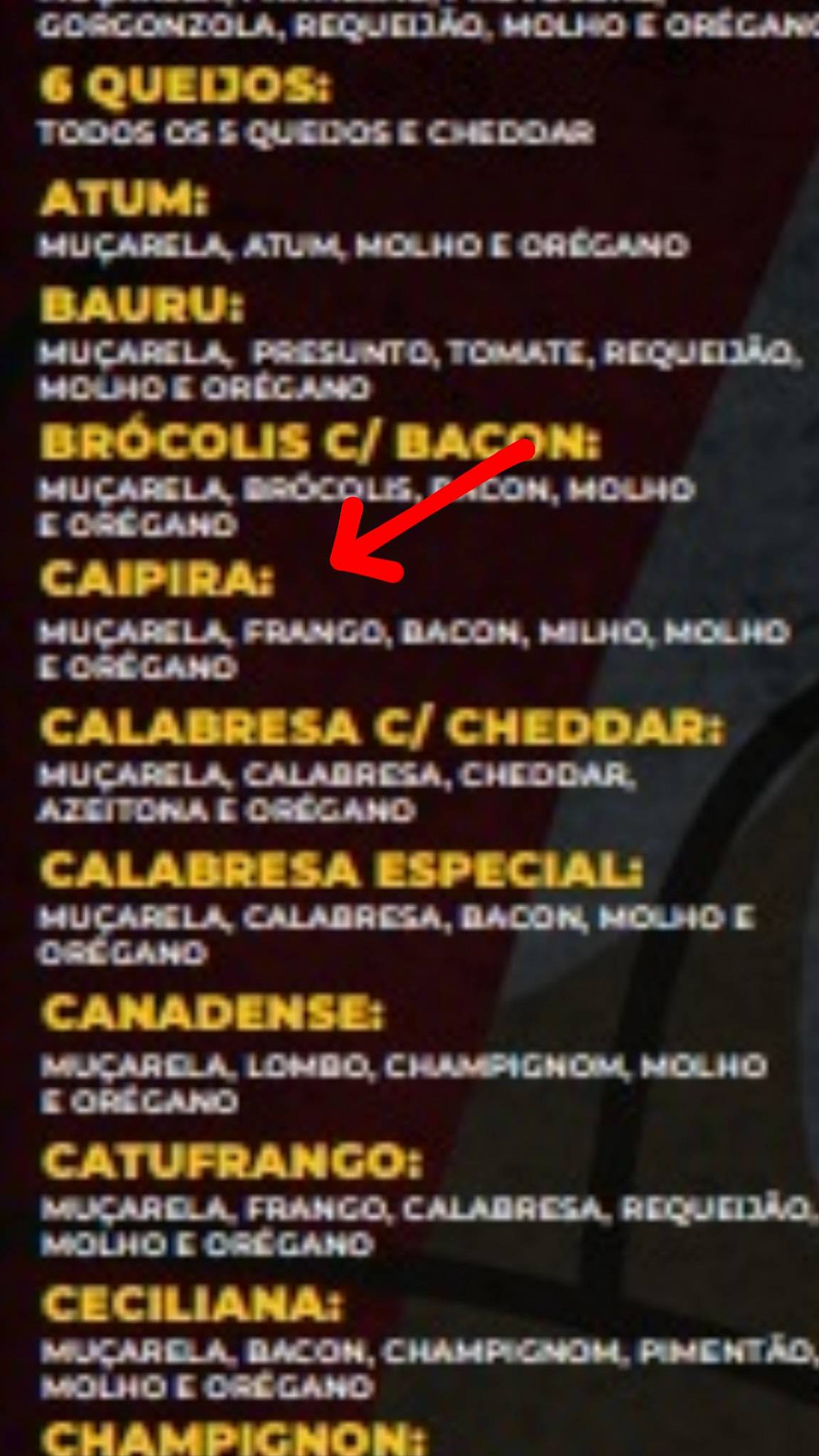 DNA da Pizza Capão Raso cardápio