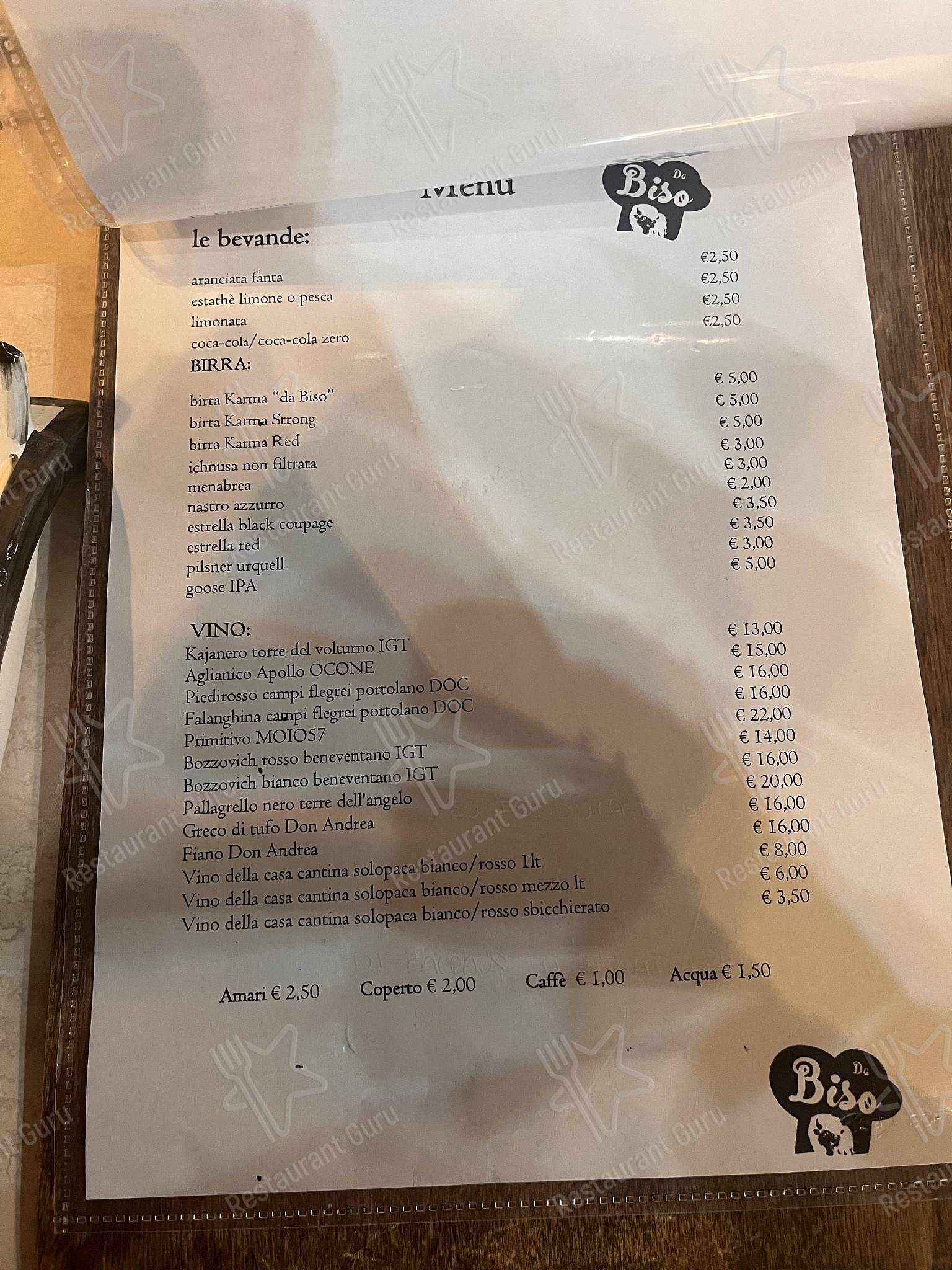 Guarda il menu di Da Biso