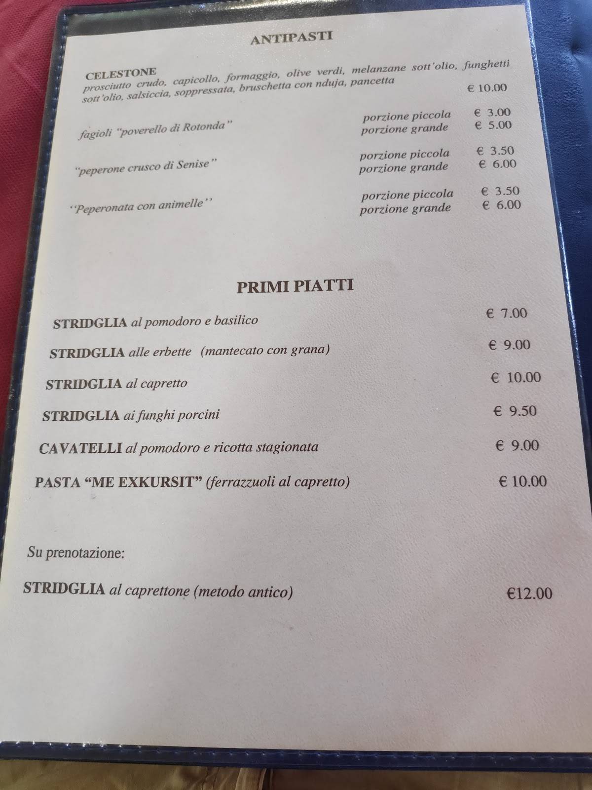 Menu di Da Celeste 