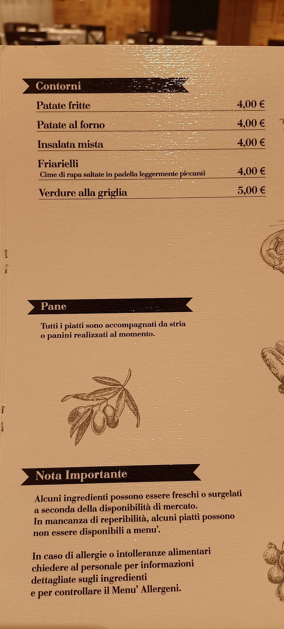 Menu di Da Ianno - specilità di pesce ,vini, birre 