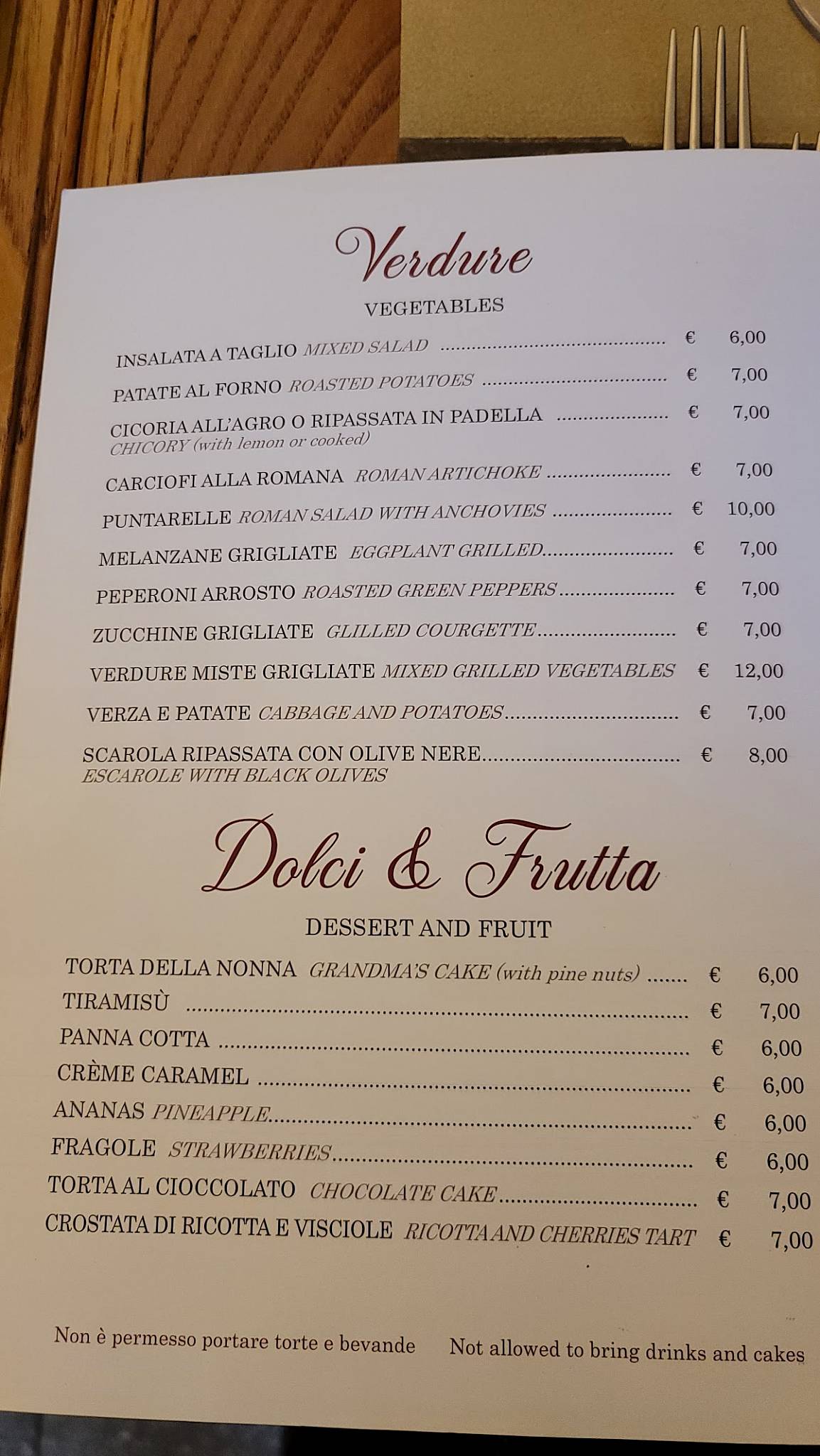 Menu di Ristorante "DA OIO" Testaccio 