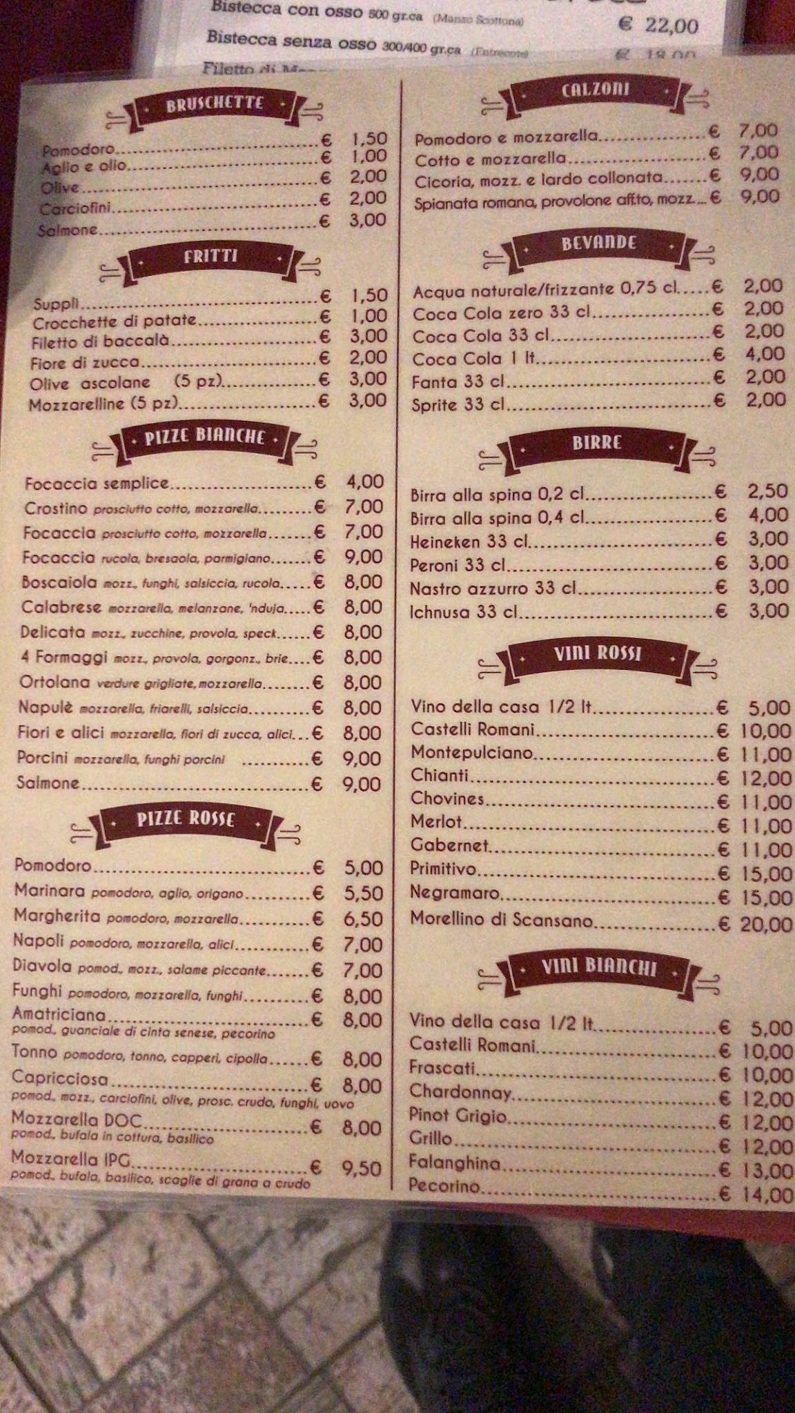 Menu di il ghiottone 