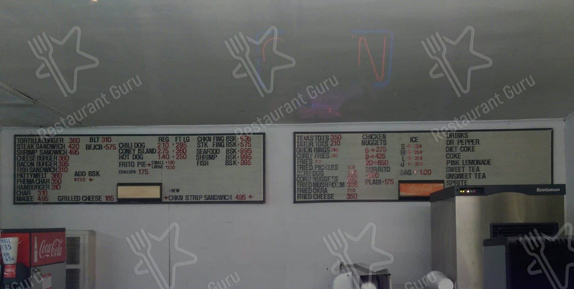 Menu at Dairy Land restaurant, Alvin, S Gordon St