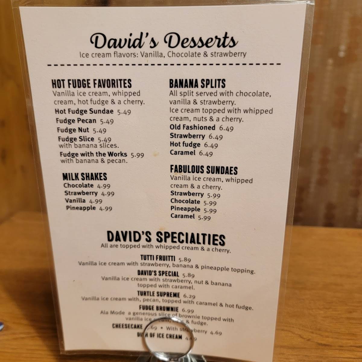 Menu at David's Restaurant, Asheboro