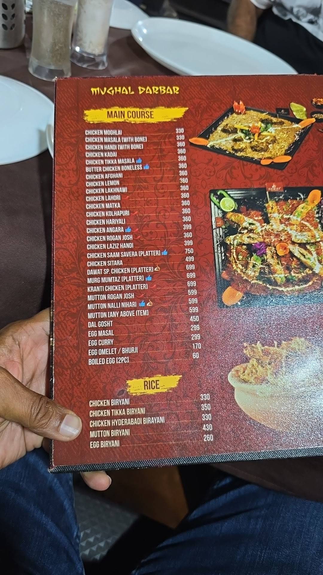 Dawat Restaurant menu
