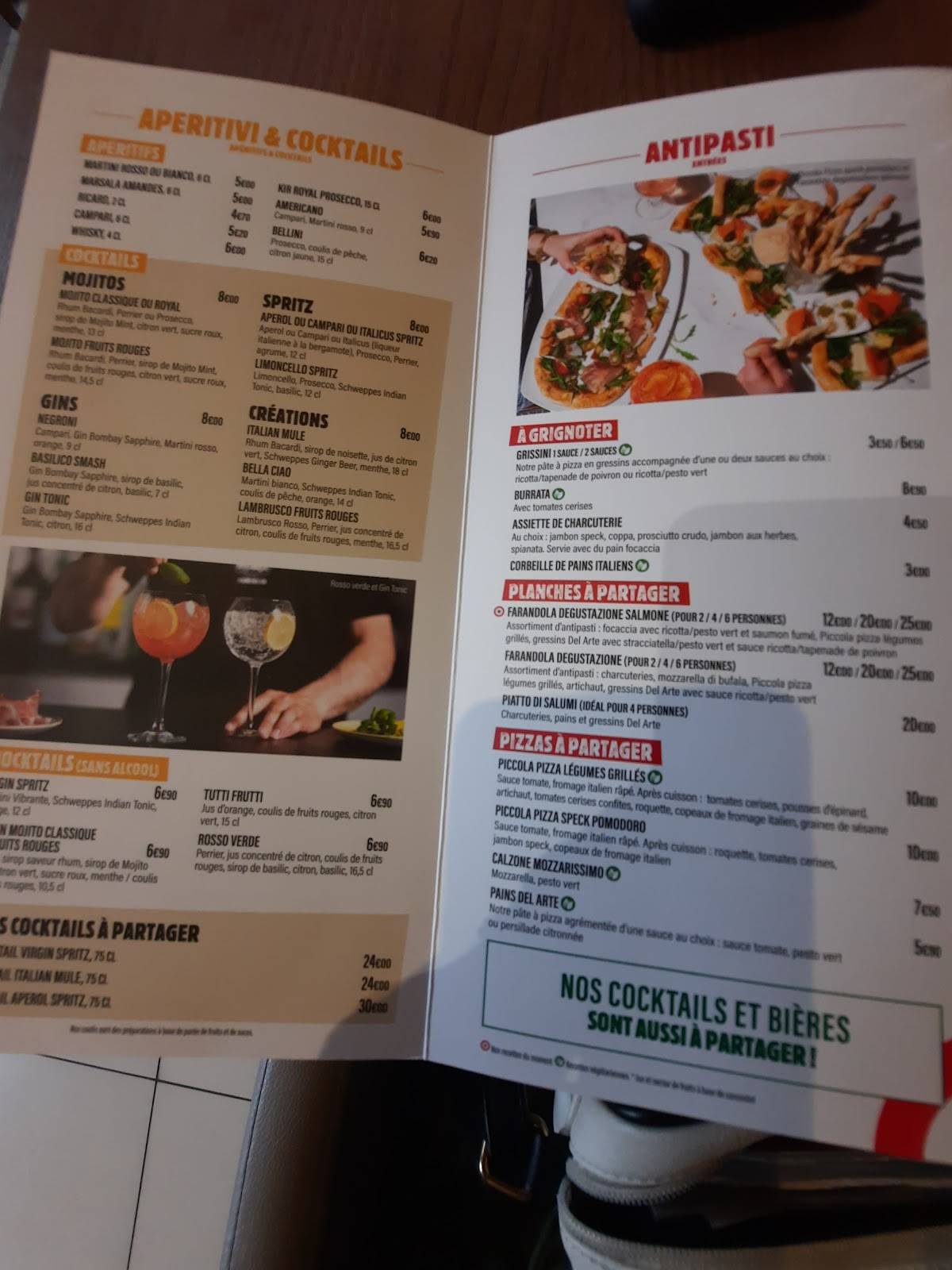 Menu de Del Arte