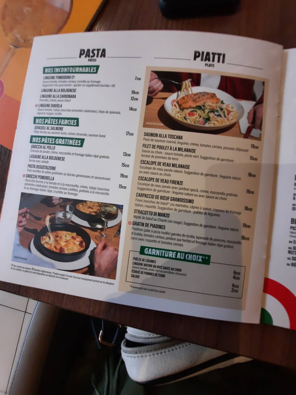 Menu de Del Arte