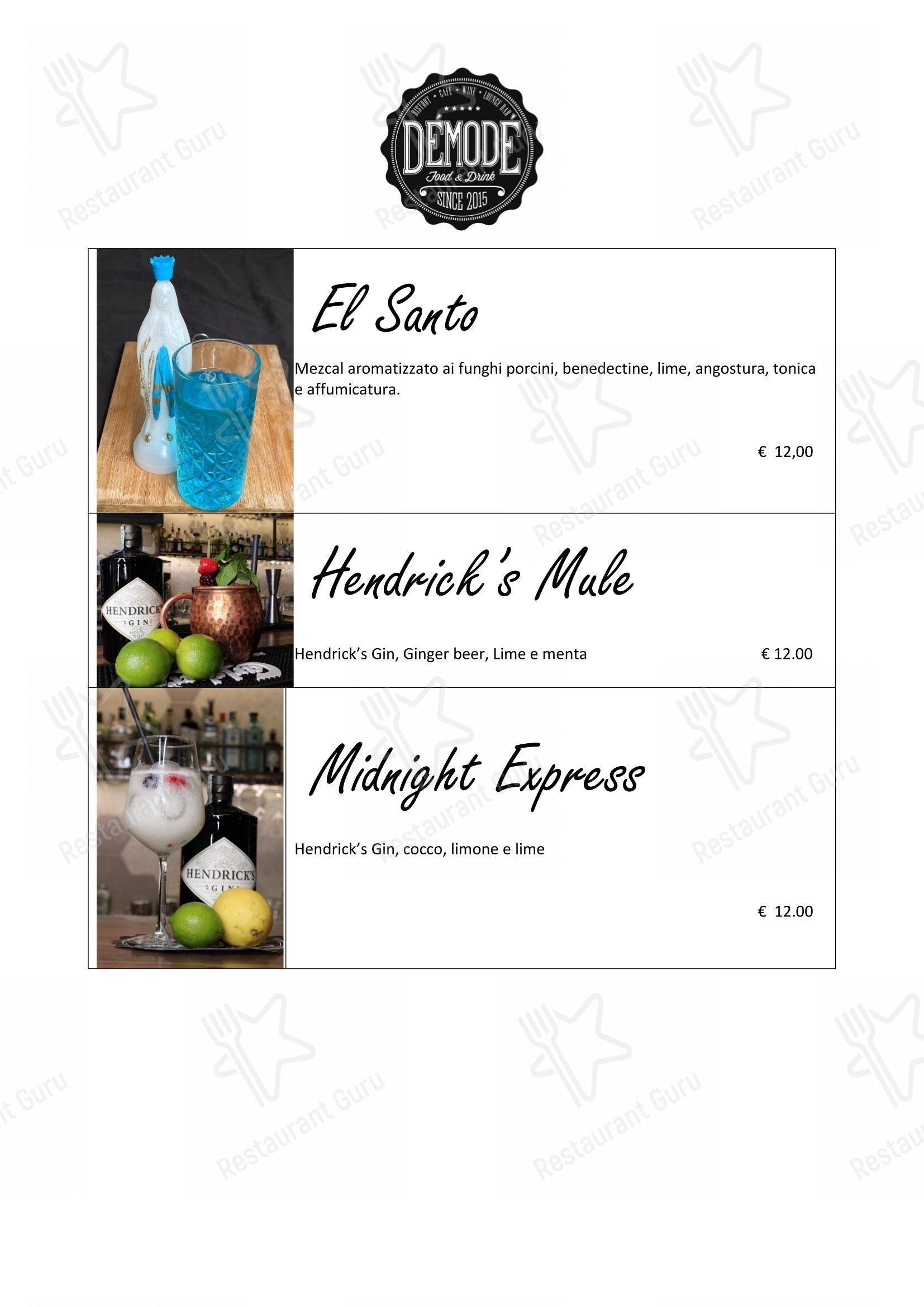 Menu per Démodé in Roma