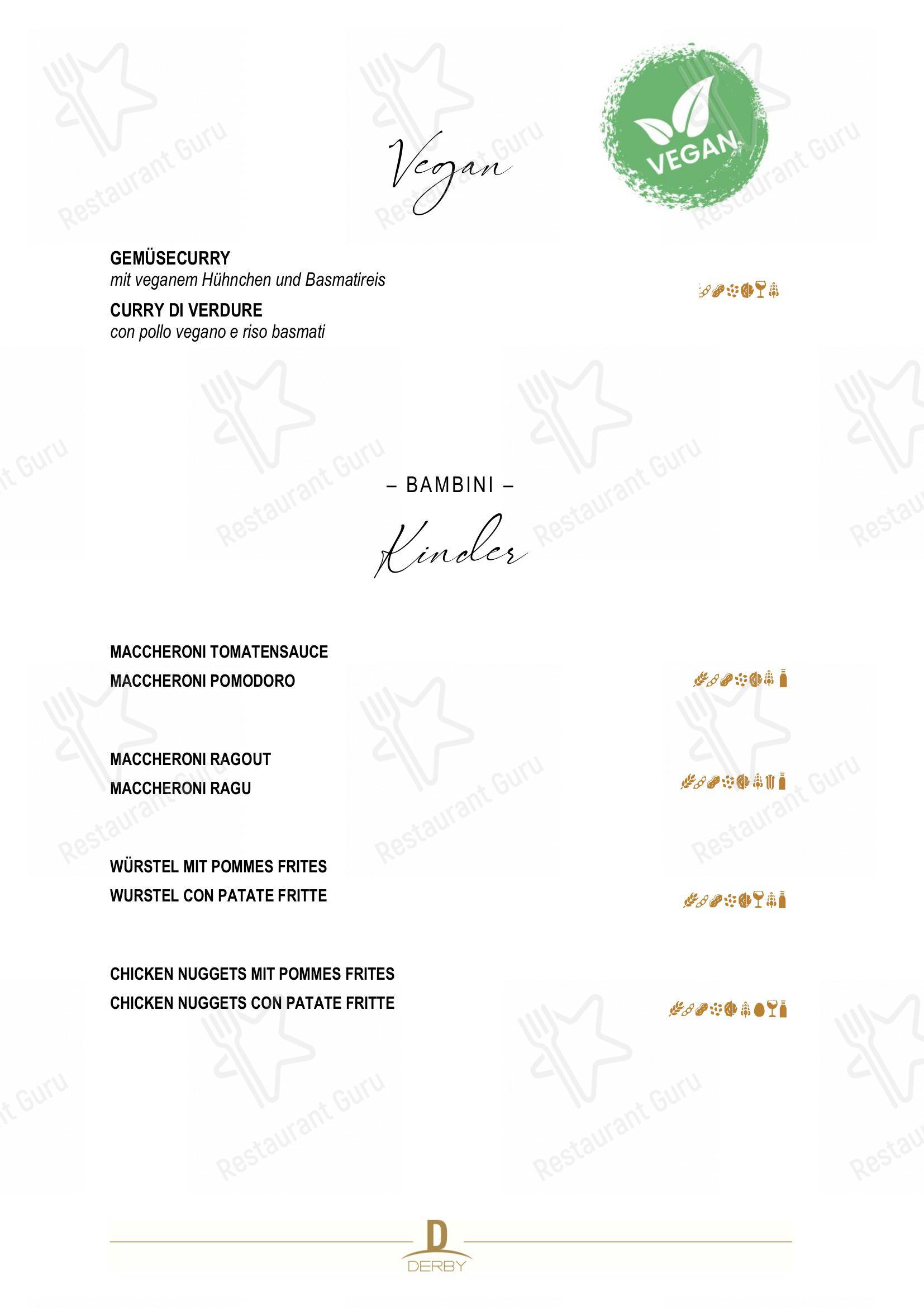 Menu di Derby - Menu