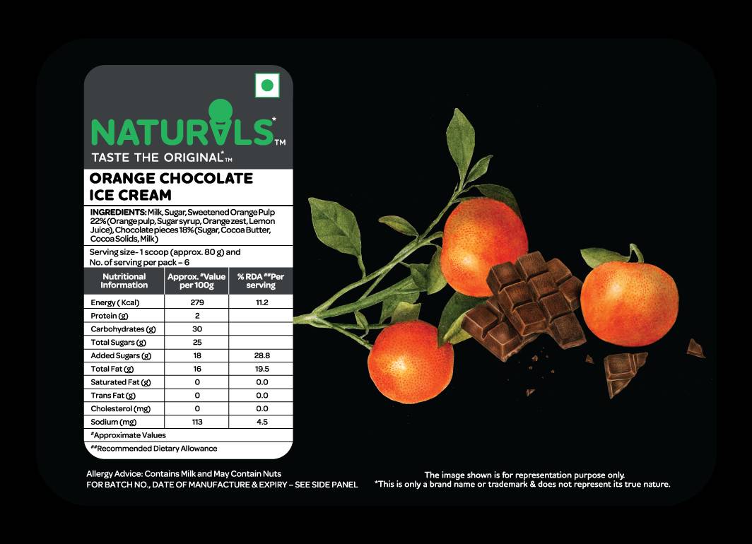Naturals Ice Cream menu