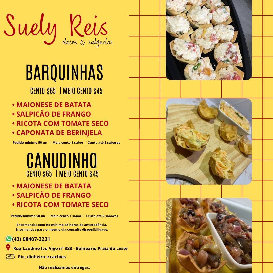 Suely Reis doces e salgados cardápio
