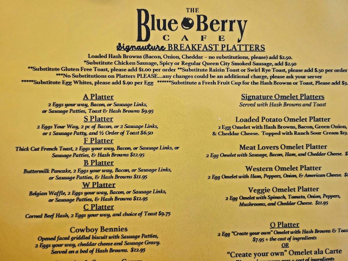 Menu at The Blue Berry Café Bellbrook desserts, Bellbrook