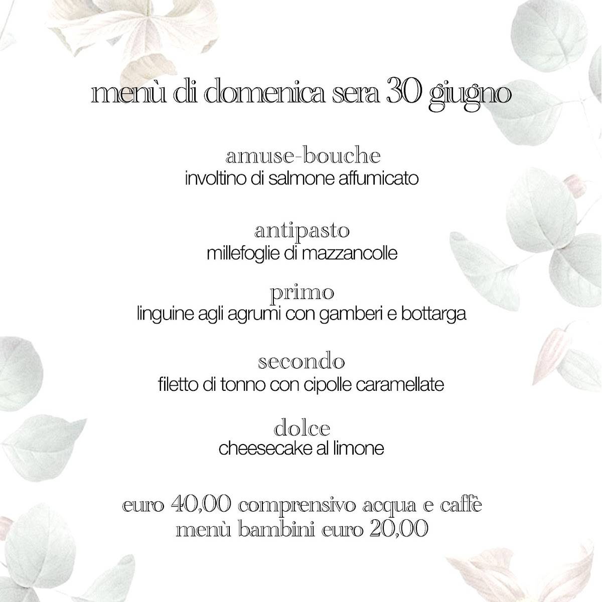Menu di Dimora Tecnica home restaurant 
