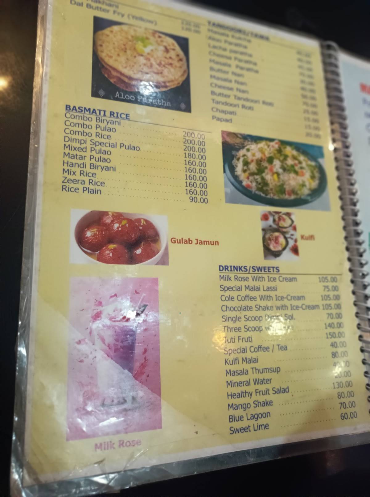 Dimpi Restaurant menu