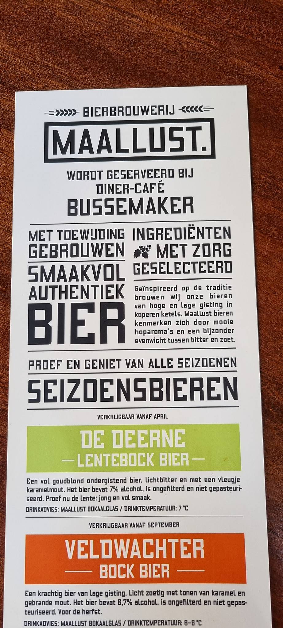 Menu de Diner-Café Bussemaker