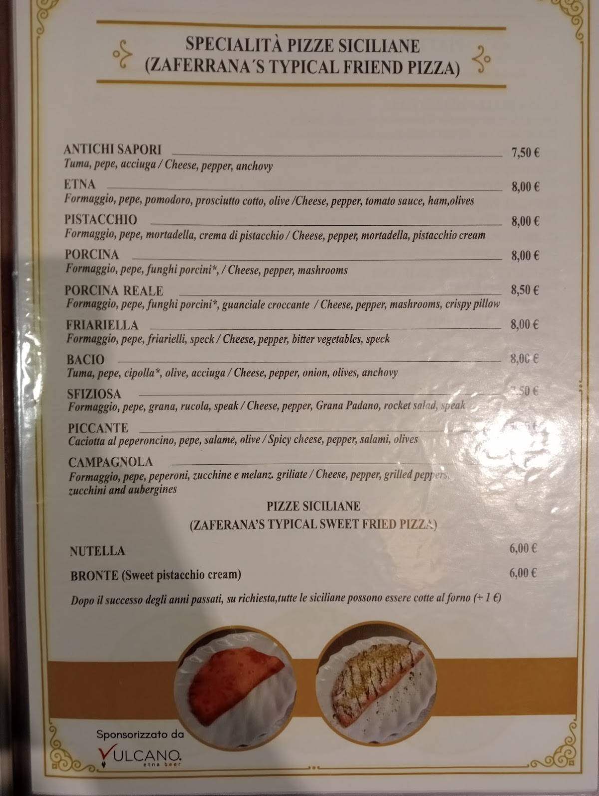 Menu di Dolceria Torrisi 