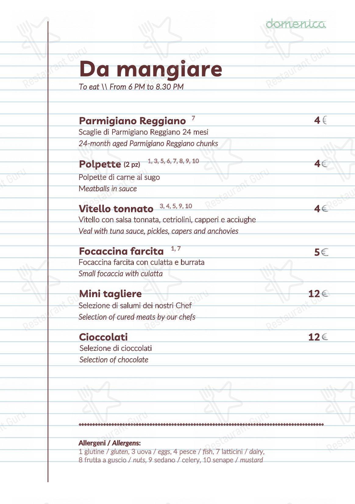Menu di Domenica Bistrot - Детское