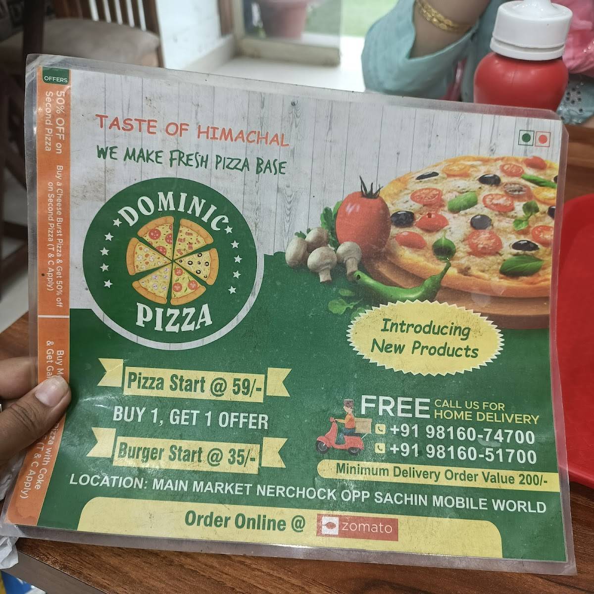 Menu at Dominic Pizza, Ner Chowk