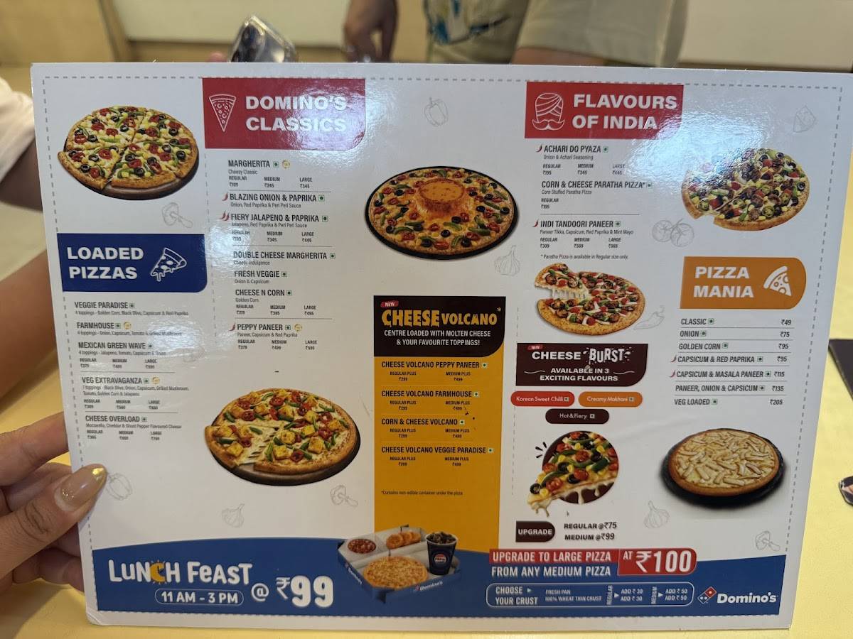 Domino's Pizza AMR Mall, Katra menu