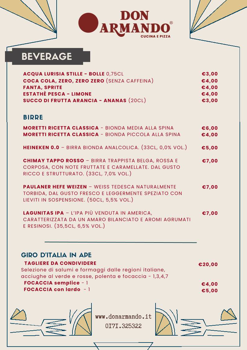 Menu di Don Armando Ristorante Cuneo 