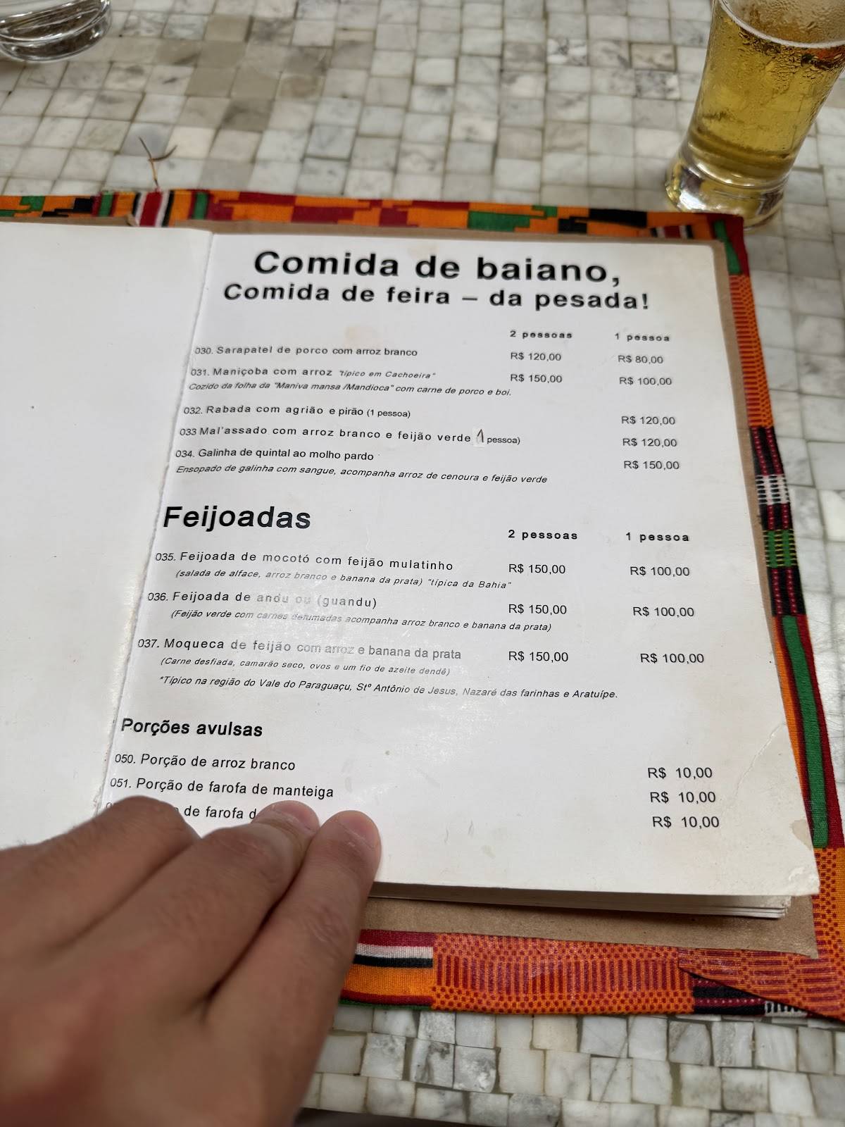 Dona Mariquita - Cozinha Patrimonial da Bahia cardápio