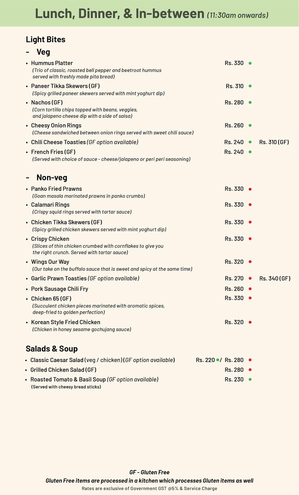 Perfect Cup - Cafe Bar menu