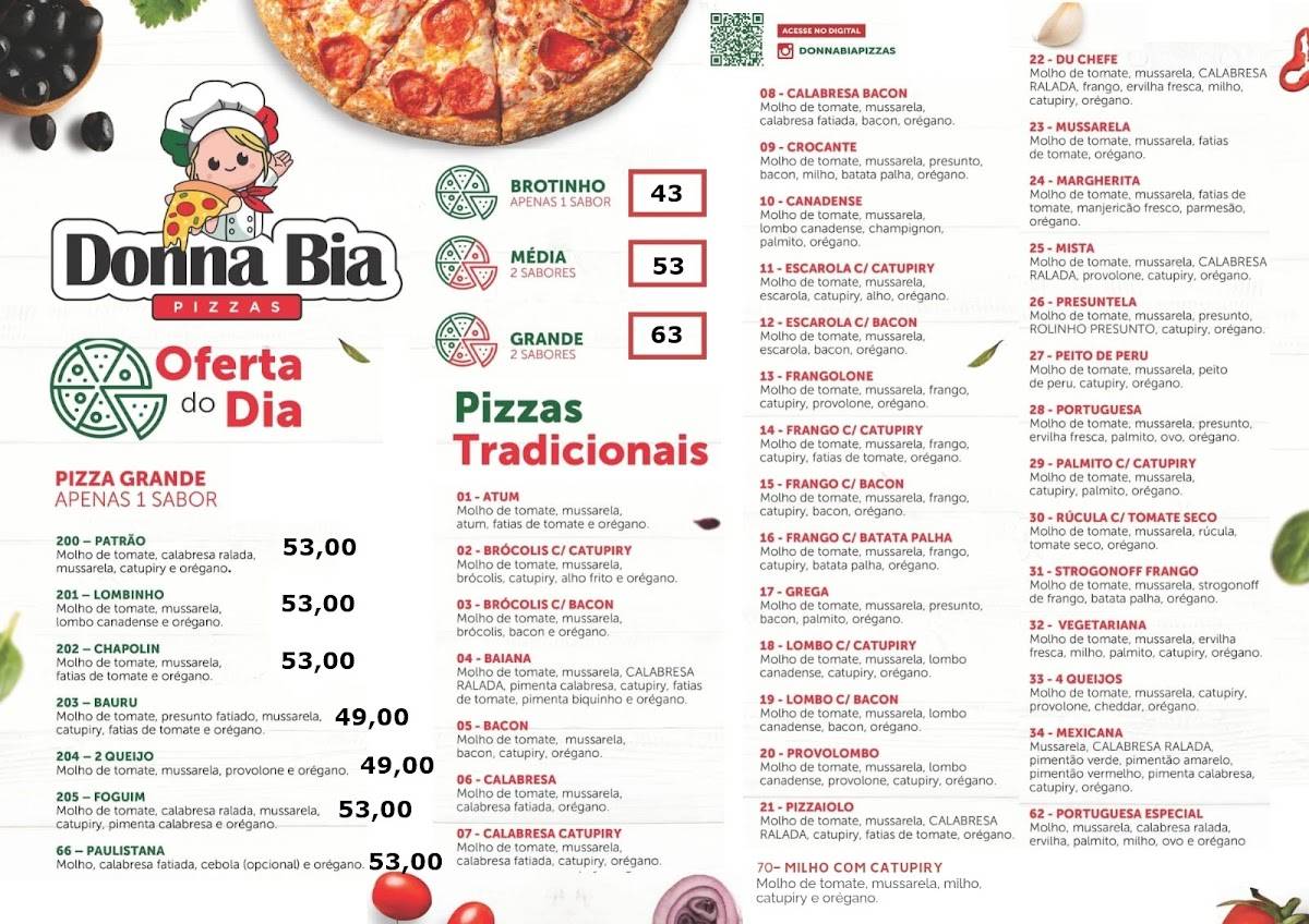 Donna Bia Pizzas cardápio